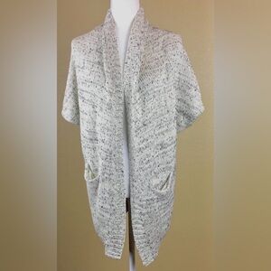 MOTH, Cocoon Style Cardigan Cream Marled Knit with Silver Threading